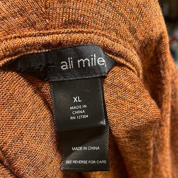 Ali Miles Lagenlook Boho Cowl Neck Tunic Sweater Size Xl Orange Oversized Cozy - Picture 5 of 7